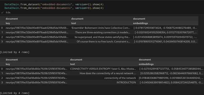 DataChain versioning