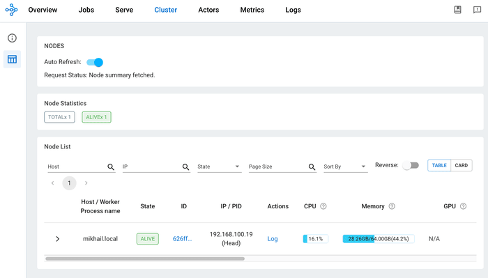 Ray Dashboard