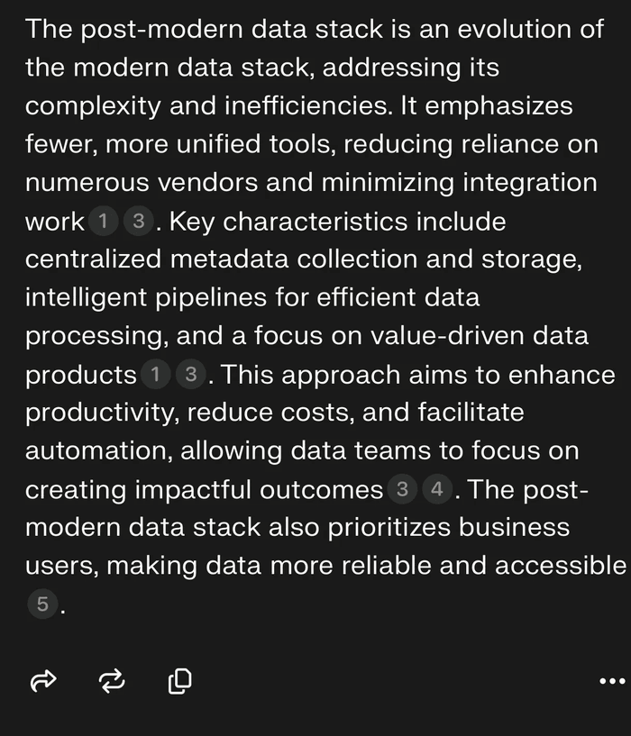 Perplexity's definition of post-modern data stack