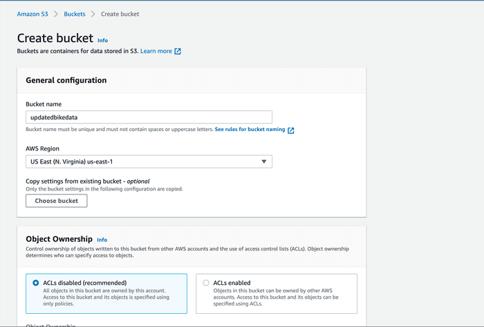 create an S3 bucket in AWS